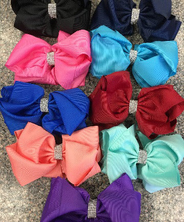 Beautiful Rhinestone Hair Bow with Large Alligator Clip 7.5" wide