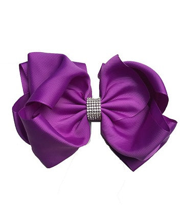 Beautiful Rhinestone Hair Bow with Large Alligator Clip 7.5" wide