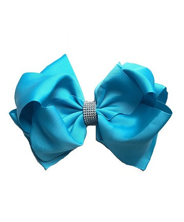 Beautiful Rhinestone Hair Bow with Large Alligator Clip 7.5" wide