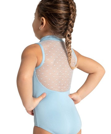 Zip Front Leotard with Polka Dot Mesh Back for Girls by Capezio 12002c