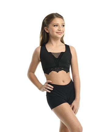 COCO Tank Crop Top with Mesh and Lace Trim for Girls by DANZNMOTION 23307A