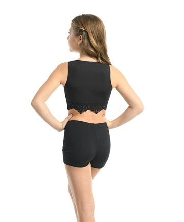 COCO Tank Crop Top with Mesh and Lace Trim for Girls by DANZNMOTION 23307A