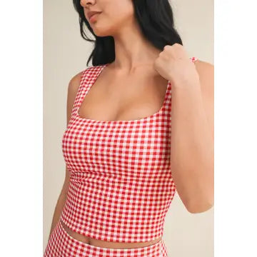 Gingham Print Crop Top