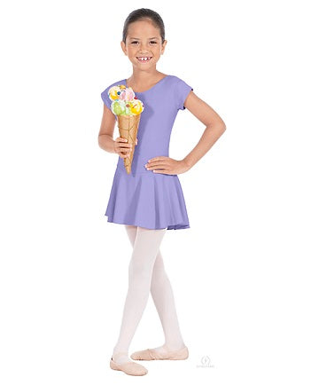 Eurotard Girl's Angelica Bow Back Microfiber Leotard with Attached Skirt 44285
