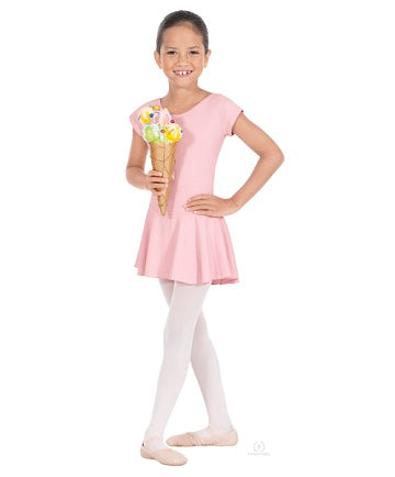 Eurotard Girl's Angelica Bow Back Microfiber Leotard with Attached Skirt 44285