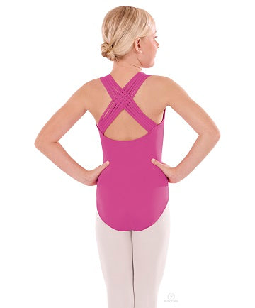 Eurotard Girl's Microfiber Woven Lattice Back Leotard 4493C