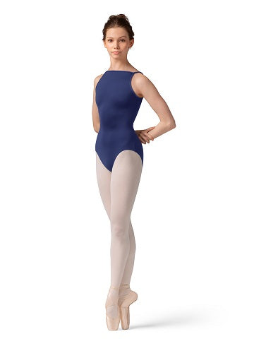 Boat neck mesh back leotard