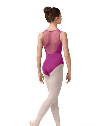 Boat neck mesh back leotard