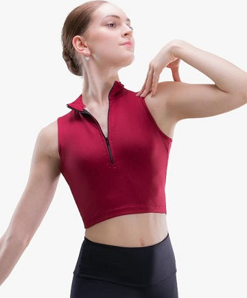 SHOW TOP 1/4 Zip Crop Top for Women by So Danca SL199