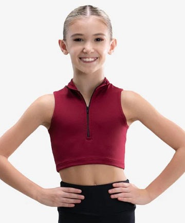 SHOW TOP 1/4 Zip Crop Top for Girls by So Danca SL200