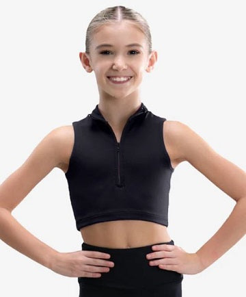 SHOW TOP 1/4 Zip Crop Top for Girls by So Danca SL200