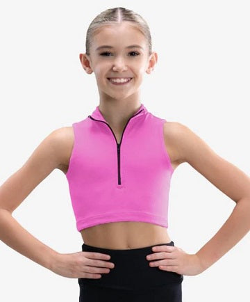 SHOW TOP 1/4 Zip Crop Top for Girls by So Danca SL200