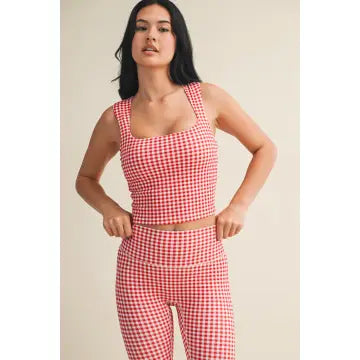 Gingham Print Crop Top