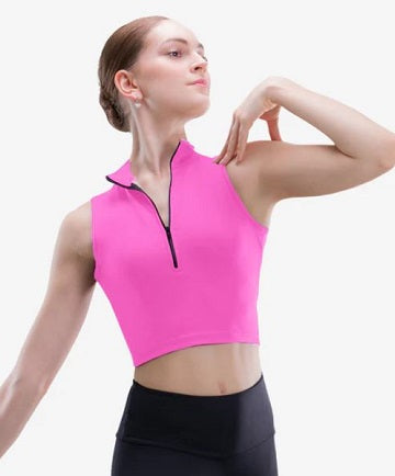SHOW TOP 1/4 Zip Crop Top for Women by So Danca SL199