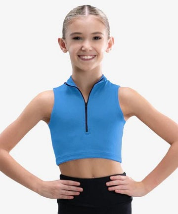 SHOW TOP 1/4 Zip Crop Top for Girls by So Danca SL200