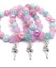 Multicolor Beaded Stretch Bracelet with Ballerina Charm