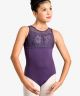 MARCELLA Tank Leotard with Scalloped Lace Front Overlay for Girls by DanzNMotion