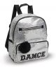Silver Sequin Backpack with Pom Pom Key Chain by DanznMotion B451