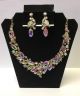 Rhinestone Necklace and Dangle Earring Set Gold AB